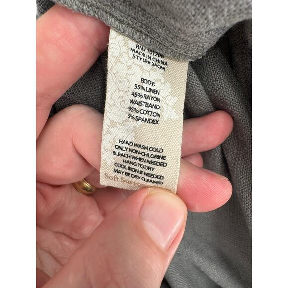 Soft Surroundings Linen Blend Cargo Lounge Pants Womens Large Gray Elastic Waist - Picture 9 of 11